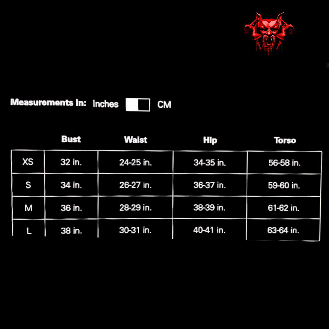 The Impaler & The Concubines Spaghetti Strap Onsie Bodysuit Size Chart